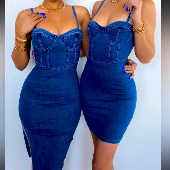 NWT Denim midi corset dress - Picture 3 of 6